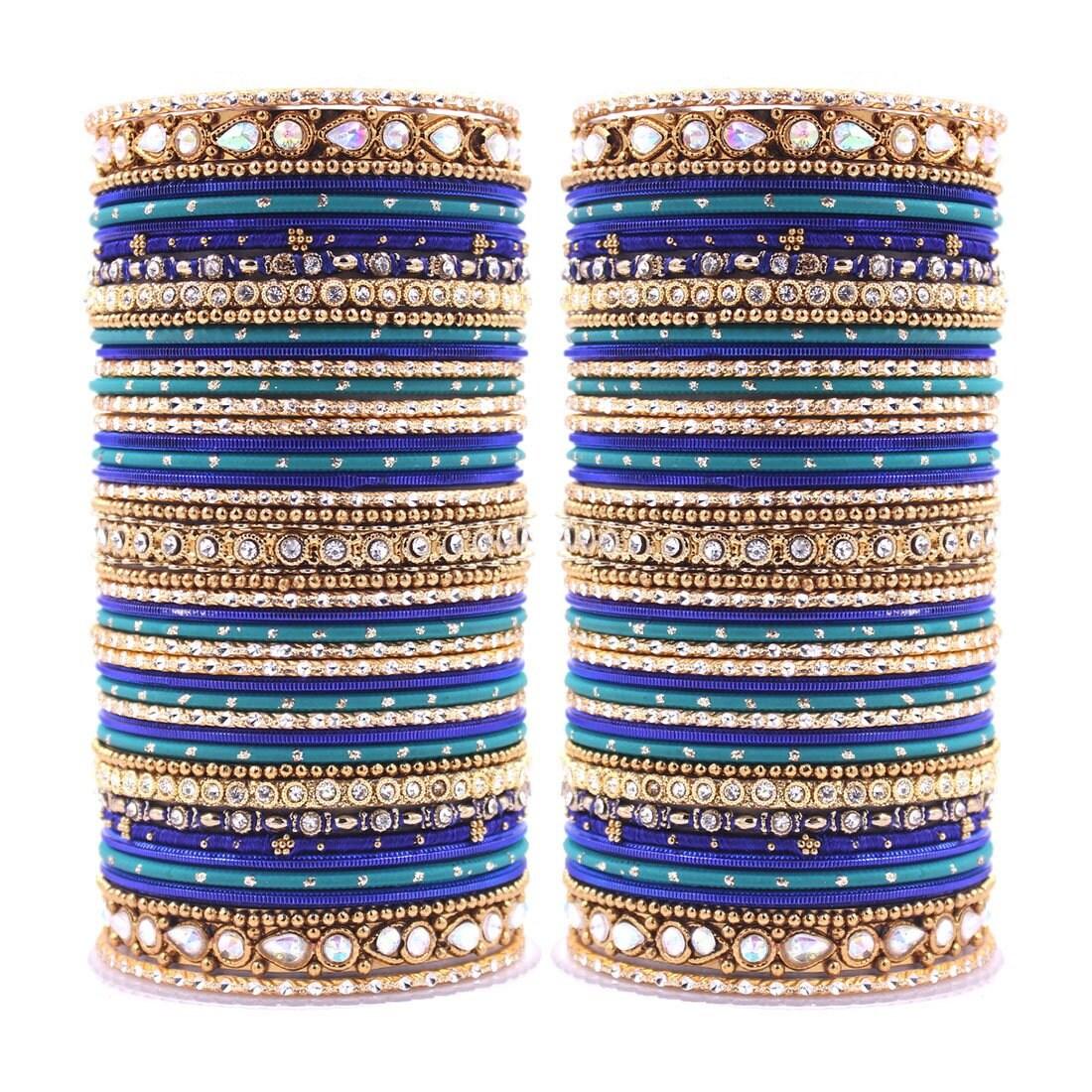 Rich Texture Multicolor Bangle Set with Stone work Kada, Pakistani & Indian bangles, Wedding jewelry, colorful bangles