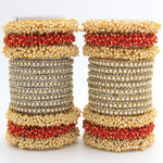 Indian bangle set , Bridal bangles, Metal bangles, Traditional wedding jewelry, Pearls and Stones Bridal Bangle Set for Women