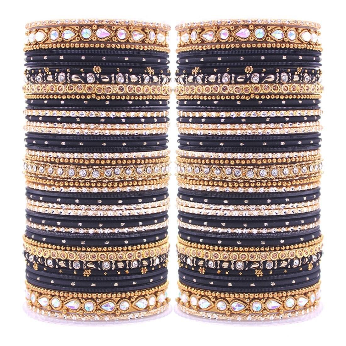 Rich Texture Multicolor Bangle Set with Stone work Kada, Pakistani & Indian bangles, Wedding jewelry, colorful bangles