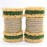 Indian bangle set , Bridal bangles, Metal bangles, Traditional wedding jewelry, Pearls and Stones Bridal Bangle Set for Women