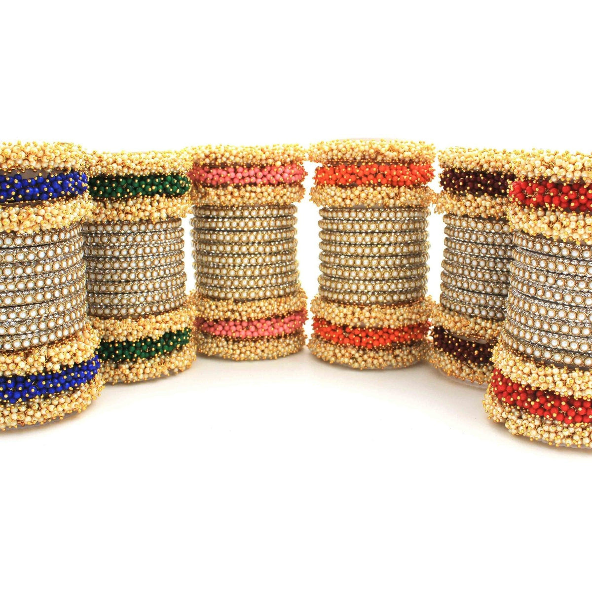 Indian bangle set , Bridal bangles, Metal bangles, Traditional wedding jewelry, Pearls and Stones Bridal Bangle Set for Women