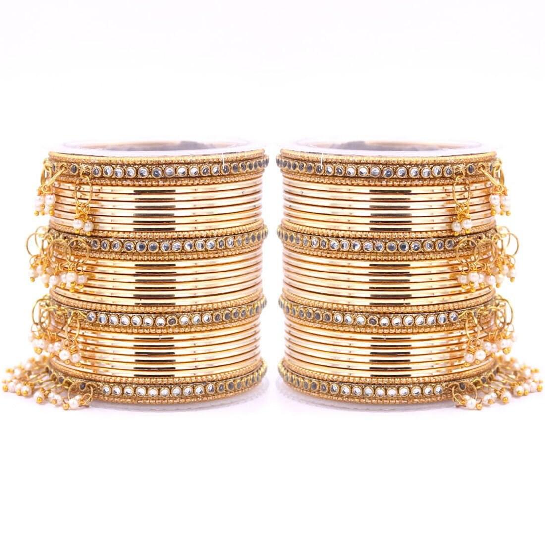 Indian Bangle Set, Metal Bangles set for 54 psc, Bridal Bangles, Traditional wedding Bangle Bracelet set for women