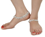 Traditional Metal Silver Plated Payal Anklet Pair, Silver Tribal anklets for women, silver bell anklet, Indian jewelry