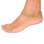 Traditional Gold Plated Thin String Anklet Handcrafted Payal/Anklets, Anklets for women, Indian anklet, Gold ankle bracelet pair for women