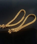 Thin Size Gold Plated & Brass Stylish Kolusu Ghungroo Golden Anklets, Handcrafted Anklets, Indian anklet, Gold ankle bracelet pair for women