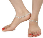 Traditional Silver & Gold Plated Handcrafted Payal/Anklets pair, Anklets for women, Indian anklet, Ankle bracelet pair for women - Libasaa
