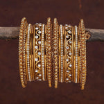 Silver & Golden Traditional Bangles Set, 18 antique silver golden plated bangles, Wedding bangles, Indian Jewelry