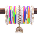 Bollywood Style Polki Kundan Pearl Jhumka Bangles Set Punjabi Pearl bangles Set/Bridal bangles/ wedding jewelry/pakistani set