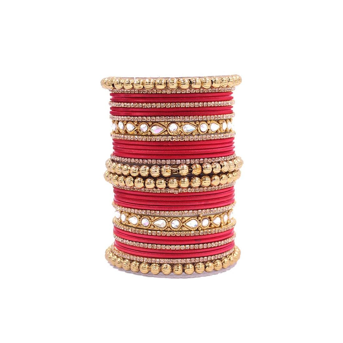Indian Bangle set, Bridal bangles, Thread Bangles, Traditional Bracelet, Ethnic Bangles, Wedding Eid Navratri Bollywood Choora Set for Women