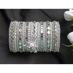 Indian Bangle Set , Bridal Bangles, Traditional Mirror Bangle Set, Brass Metal & Stone Bridal Bangle Set with Jhumki Borders, Indian Jewelry