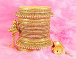 Bollywood Polki Kundan finish Jhumka Pearl Bangles Set(2 PC) Punjabi Pearl bangles Bridal bangles/ wedding indian jewelry