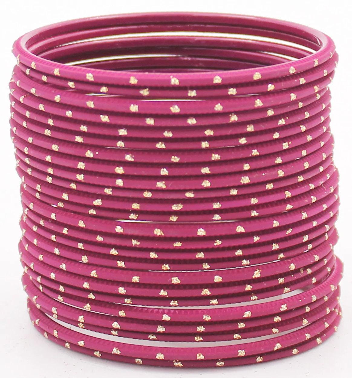 Indian Bangle Set 24 Plain Matte Textured Bangles, Metal Bangles Indian Jewelry / Bangles Bridal Bangles for Women