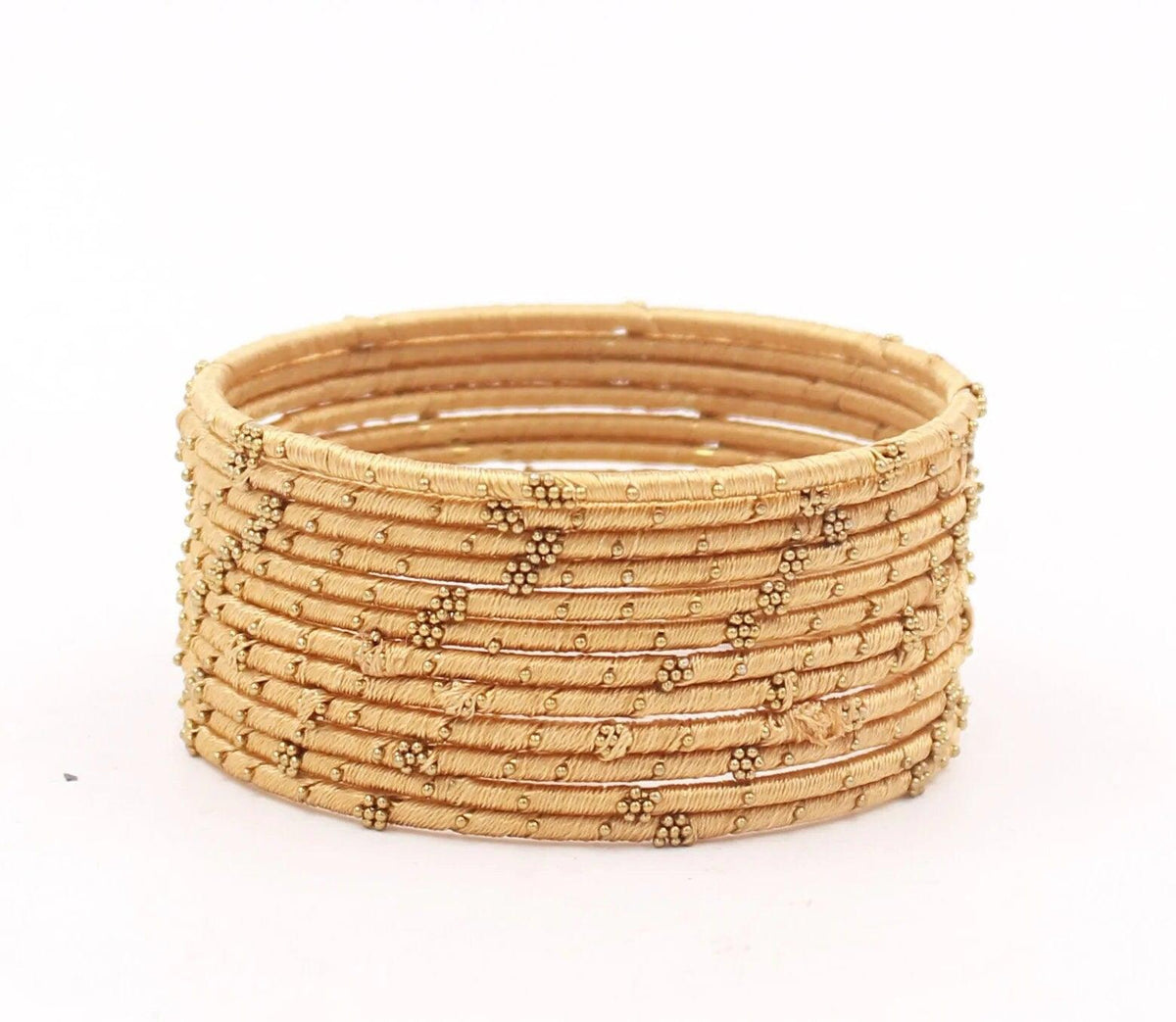 Indian Bangles, 12 Thread Bangles Set Golden Flower, Indian Jewelry, Bridal Bangles for Women, Indian Bangles, Bollywood Jewelry