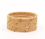 Indian Bangles, 12 Thread Bangles Set Golden Flower, Indian Jewelry, Bridal Bangles for Women, Indian Bangles, Bollywood Jewelry