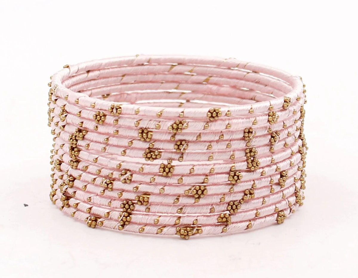 Indian Bangles, 12 Thread Bangles Set Golden Flower, Indian Jewelry, Bridal Bangles for Women, Indian Bangles, Bollywood Jewelry