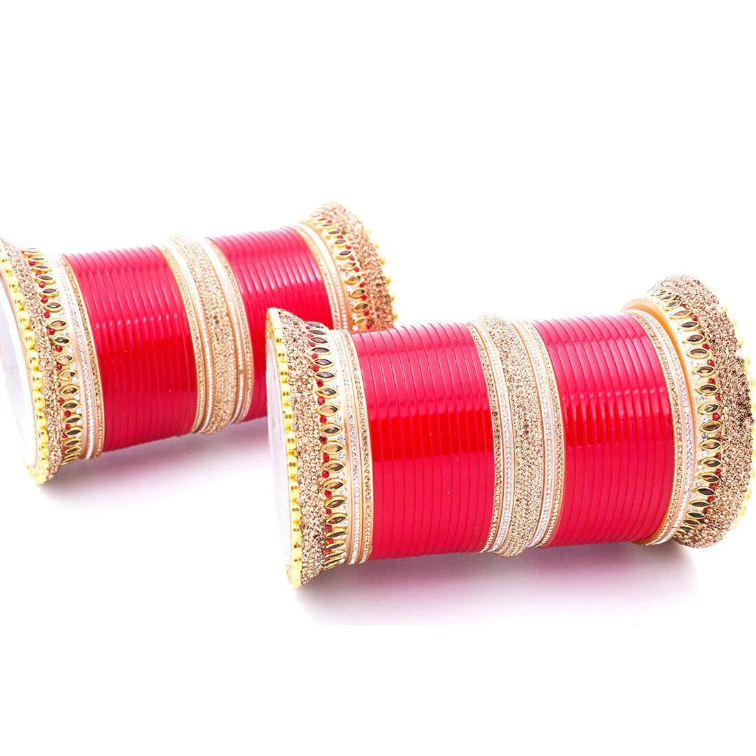 Bridal Punjabi Choora Wedding Wear Red Chuda Set for Wedding, Punjabi Choora Indian Bollywood Jewelry Chuda Set for Girls, Suhag Chuda