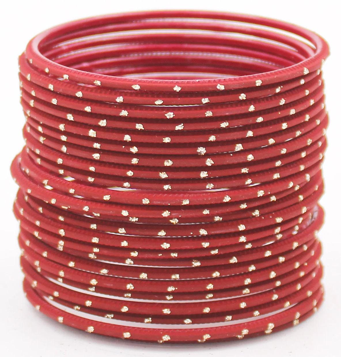 Indian Bangle Set 24 Plain Matte Textured Bangles, Metal Bangles Indian Jewelry / Bangles Bridal Bangles for Women