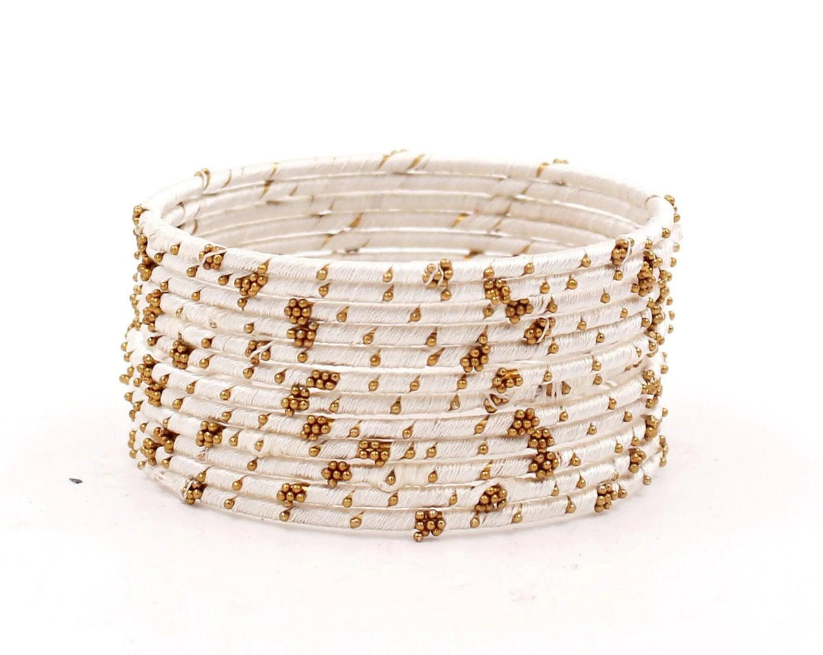 Indian Bangles, 12 Thread Bangles Set Golden Flower, Indian Jewelry, Bridal Bangles for Women, Indian Bangles, Bollywood Jewelry