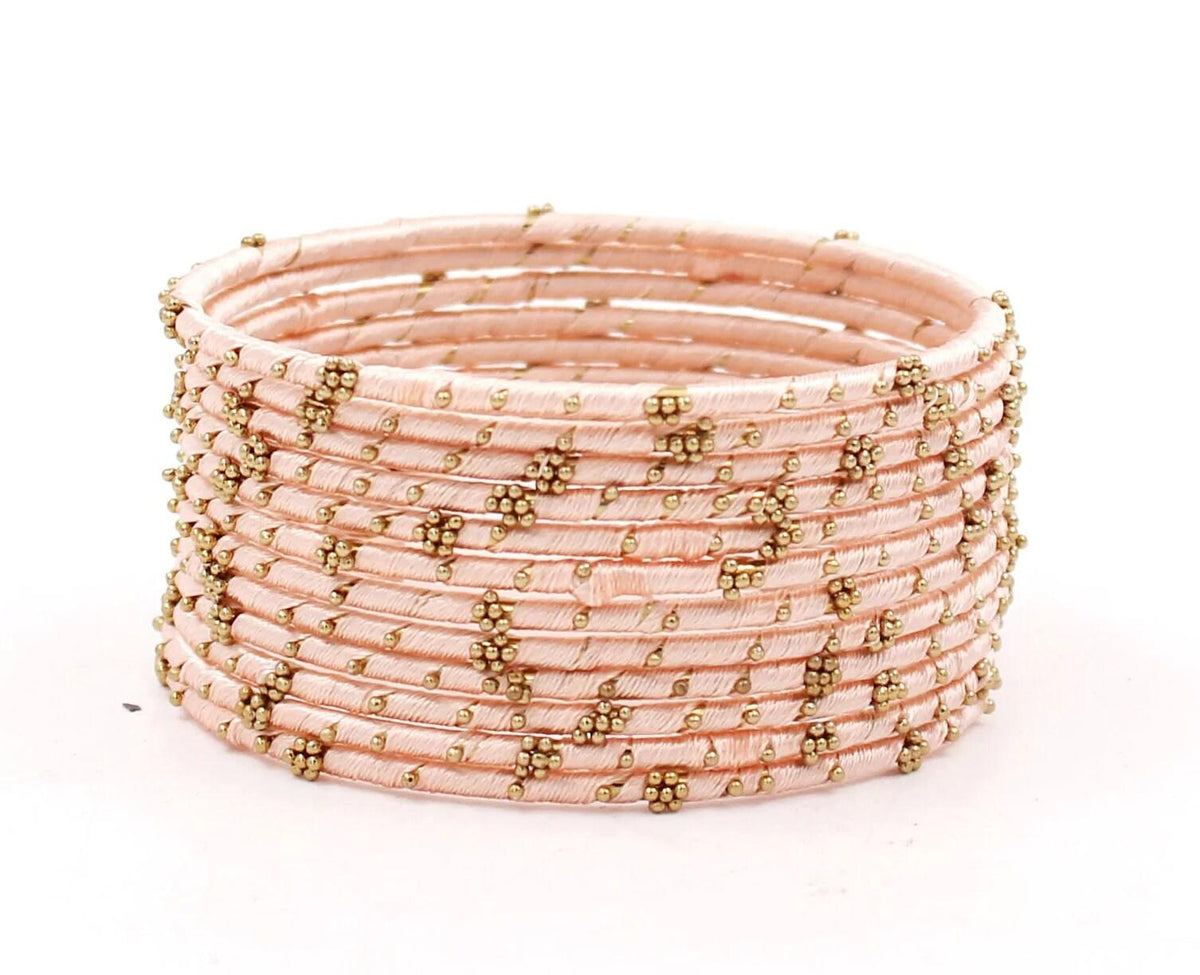 Indian Bangles, 12 Thread Bangles Set Golden Flower, Indian Jewelry, Bridal Bangles for Women, Indian Bangles, Bollywood Jewelry