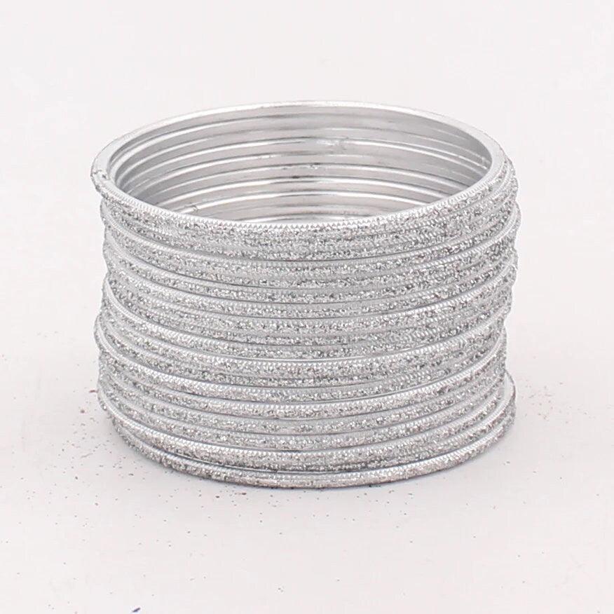 Indian Bangles, 24 Glitter Flat Shape Bangle Set , Indian Jewelry, Bridal Bangles for Women, Indian Bangles, Bollywood Jewelry