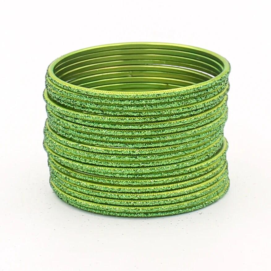 Indian Bangles, 24 Glitter Flat Shape Bangle Set , Indian Jewelry, Bridal Bangles for Women, Indian Bangles, Bollywood Jewelry