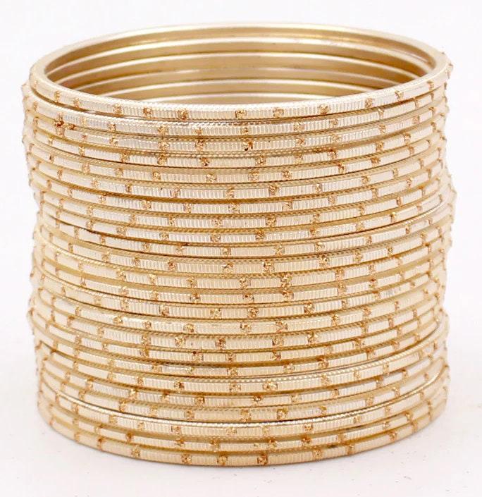 Indian Bangles, 24 Dual tone Golden Glitter Bangle Set, Indian Jewelry, Bridal Bangles, Indian Bangles, Bollywood Jewelry, Chudiyan
