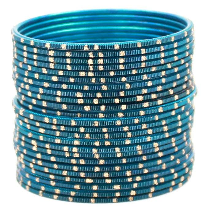 Indian Bangles, 24 Dual tone Golden Glitter Bangle Set, Indian Jewelry, Bridal Bangles, Indian Bangles, Bollywood Jewelry, Chudiyan