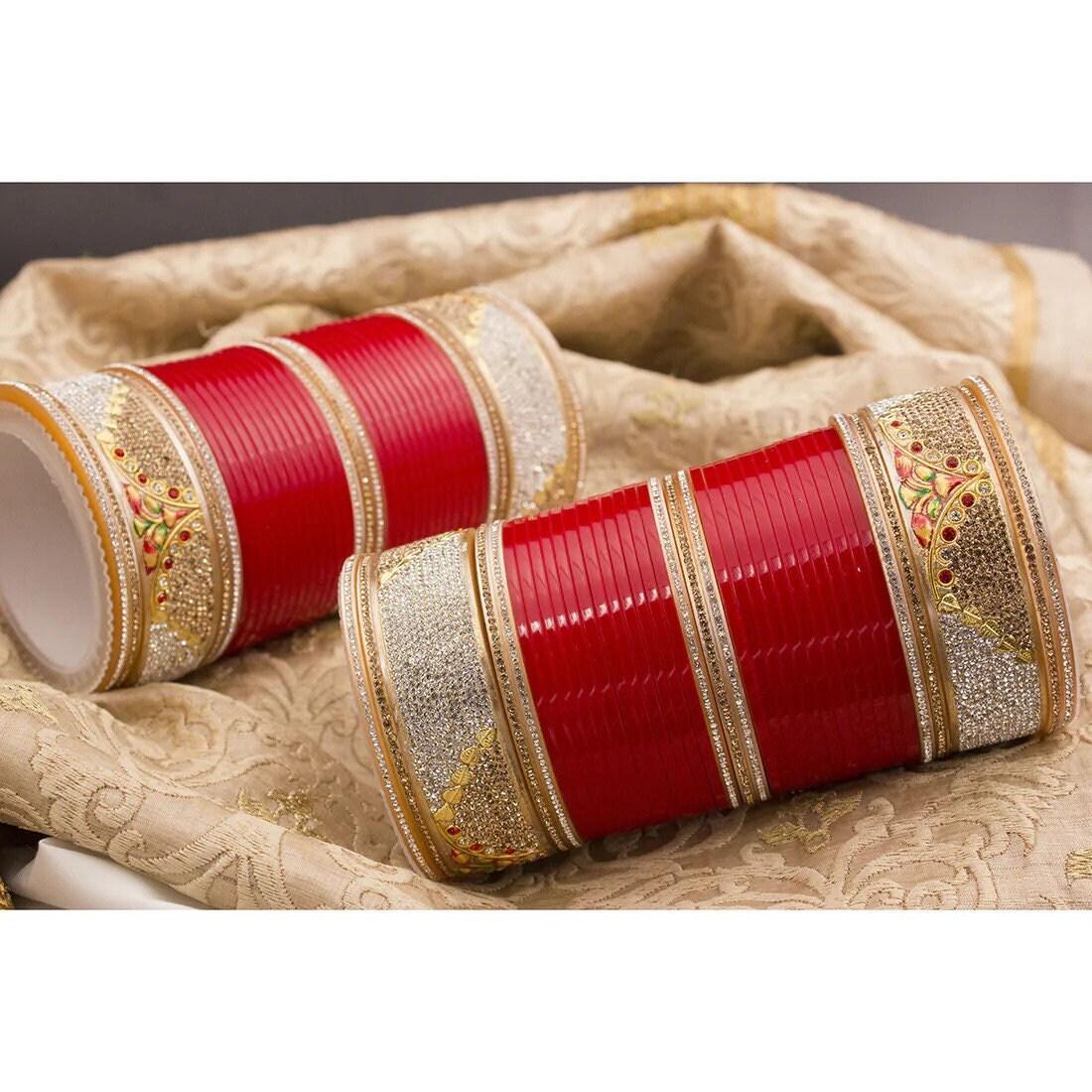 Bridal Punjabi Choora Wedding Wear Red Chuda Set for Wedding, Punjabi Choora Indian Bollywood Indian Jewelry Chuda Set for Girls,Suhag Chuda