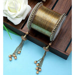 Shinning Ghungroo Bangle Set With Silver Tassel Bangles, Latkan Wedding Bangles for Girls, Lightweight Jewelry Bridal Bangles