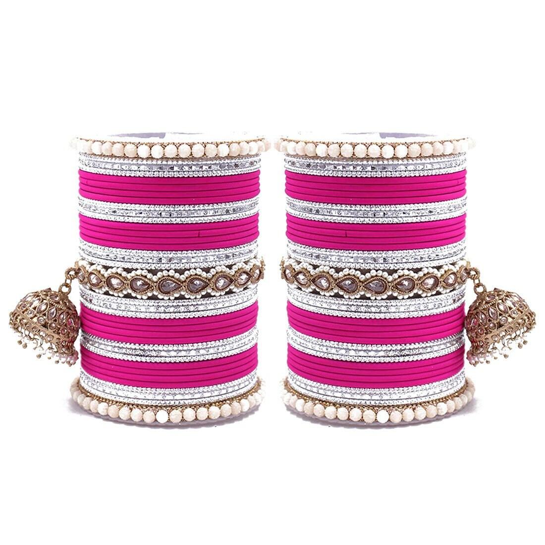 Bollywood Style Polki Kundan Pearl Jhumka Bangles Set Punjabi Pearl bangles Set/Bridal bangles/ wedding jewelry/pakistani set