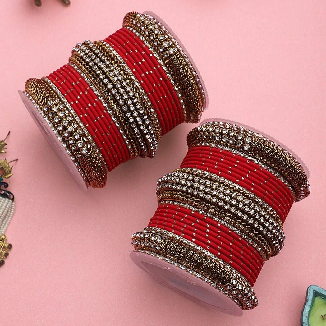 Indian dotted bangles set with Jaali work kada, Indian bangles, Wedding jewelry, festive colorful bangles Daily wear Bangles set (Set of 2)