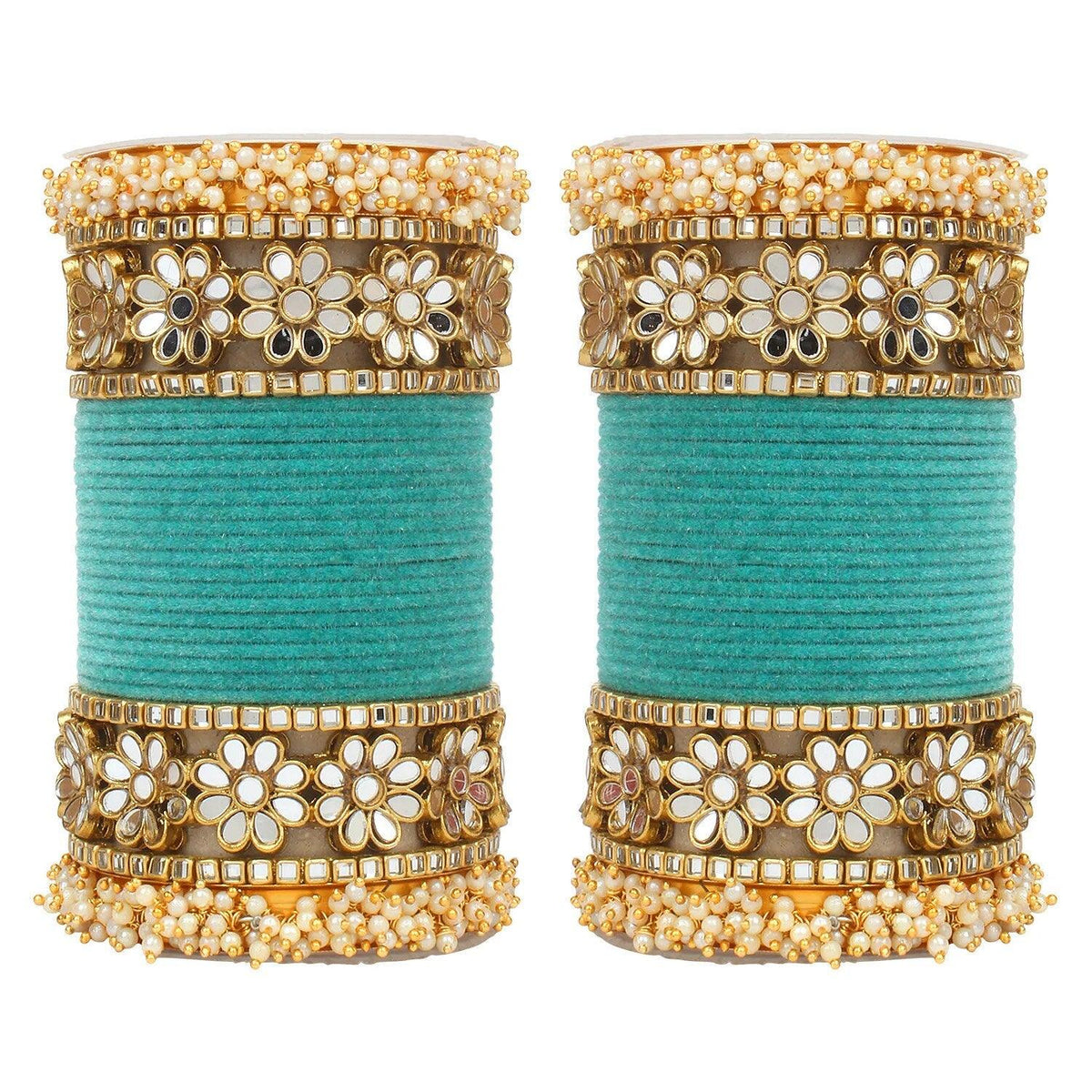 Flower Mirror Bangle Set, Indian bangle set , Velvet bangles, Traditional Wedding Bangles, Brass Metal and Stone Bridal Bangle Set