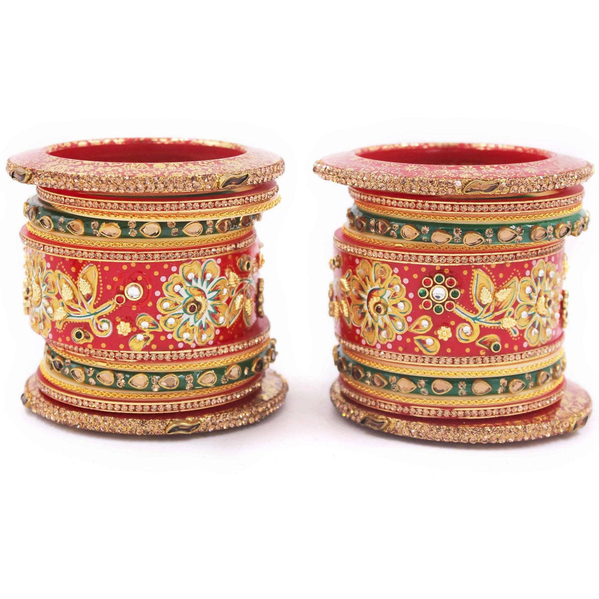 Rajwadi chuda, Bridal chuda, Dulhan Bridal Art Stones Bangles Set, Jaipur Rajasthani Indian chura, Red Green Chura Set Indian for Women