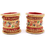 Traditional Rajwadi chuda, Bridal chuda, Dulhan Bridal Gold Beaded Bangles Set For Women and Girls, Jaipur Rajasthani Indian chura Set