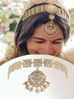 Alia Bhatt Inspired Floral Kundan Pearl Studded Rajasthani Sheeshphool/SheeshPatti, Indian Bridal Matha Patti / Matha phool / Indian Bridal