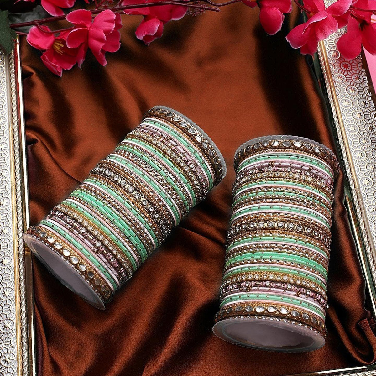Rich Texture Multicolor Bangle Set with Stone work Kada, Pakistani & Indian bangles, Wedding jewelry, colorful bangles