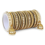 Indian bangle set , Bridal bangles, Traditional Mirror Bangle Set, Brass Metal and Stone Bridal Bangle Set with Jhumki, Wedding Jewelry