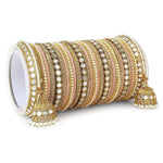Indian bangle set , Bridal bangles, Traditional Mirror Bangle Set, Brass Metal and Stone Bridal Bangle Set with Jhumki, Wedding Jewelry