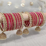 Indian Bangle Set in Different Colors Pearl Bangles Set with Jhumki Borders, Indian wedding Tassel Bangles Set Woman Jewelry Set