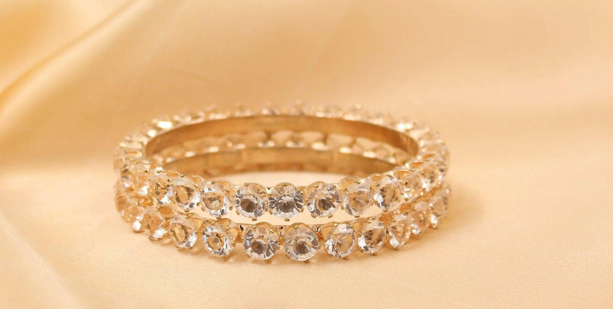 Set of 2 Golden Kundan Beaded Jhumki Bangles, Pearl & Stone Bangle, Cz Bangles, Bangles With Latkan, Indian Bangles