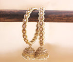 Set of 2 Golden Kundan Beaded Jhumki Bangles, Pearl & Stone Bangle, Cz Bangles, Bangles With Latkan, Indian Bangles