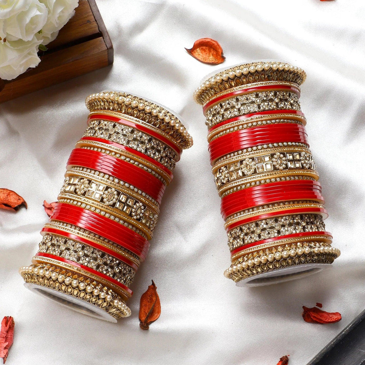 Bridal Punjabi Choora Wedding Wear Red Stone Pacheli Kada for Wedding, Punjabi Choora Indian Wedding Jewelry Chuda Set, Suhag Chuda