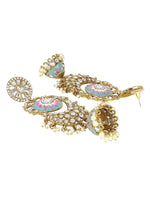 Meenakari Long Bridal Drop Earrings, Long Dangle Earrings, Pearl Stones cluster Dangle Indian Earring, bridal jewelry, Pakistani Jewelry