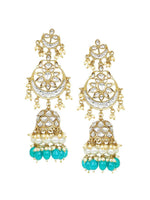 Monalisa stone kundan and pearl Jhumkas, Kundan Stone earrings with pearl drops, Chandbali Jhumkas Jewelry, Indian Jumkas, bridal jewelry