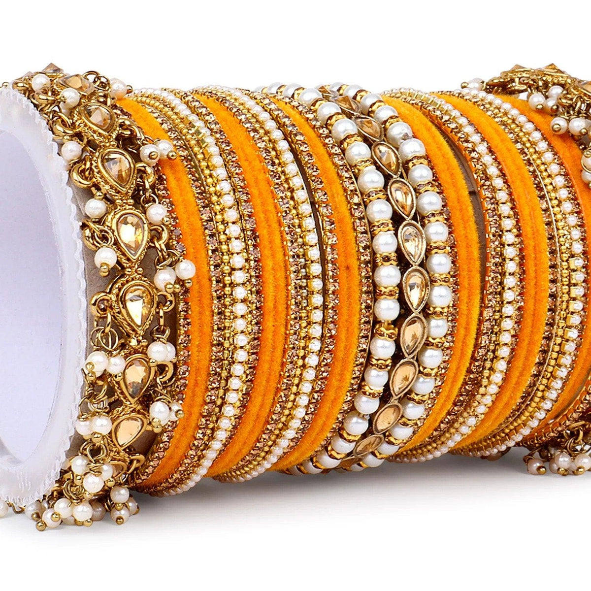 Velvet Bridal Bangles Set With Kundan Pearl Bangles, Indian Pakistani Bridal Bangles With Kundan Velvet Bridal Bangles Lightweight Jewelry