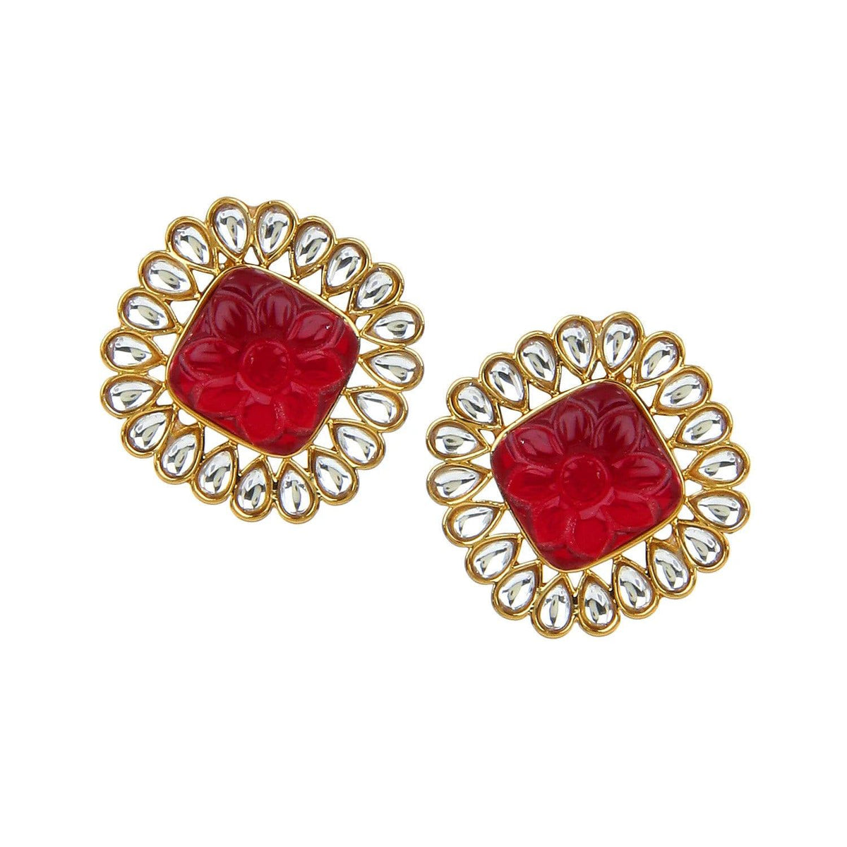 Polki Kundan Stud Earring, For Her | Earrings | Studs | Cubic Zirconia