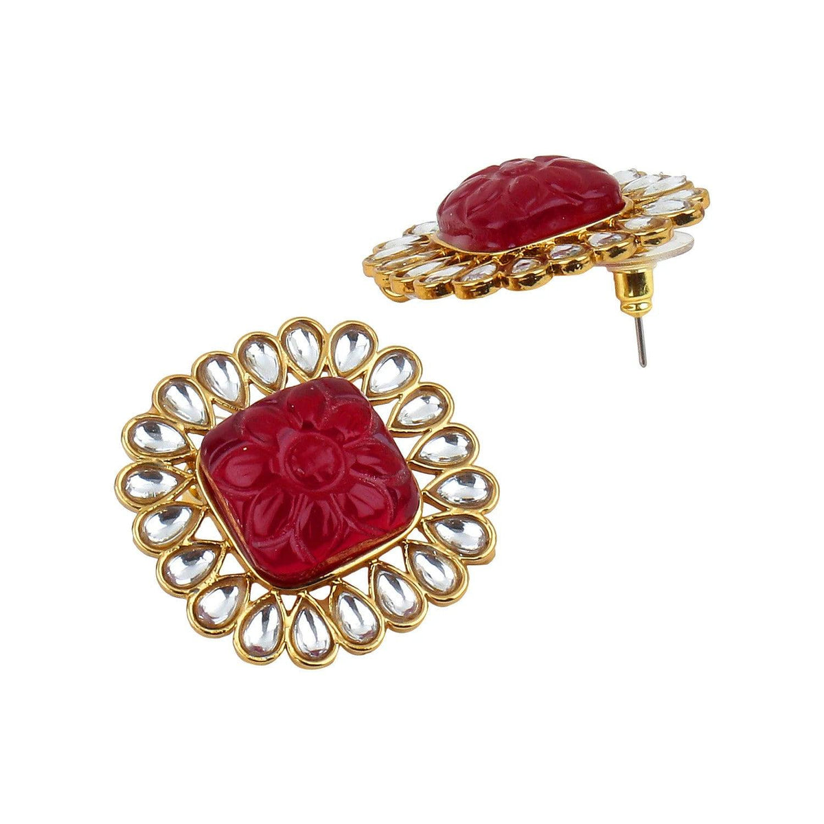 Polki Kundan Stud Earring, For Her | Earrings | Studs | Cubic Zirconia