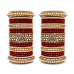 Traditional Punjabi Bridal Red Bangle set with flower mirror kada and pacheli Bangles, Indian Designer Wedding Chura Churi