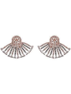 American diamond drop earring, AD and CZ earring, Rhodium plated AD studded oversized earring, Indian Pakistani jewelry, Bollywood