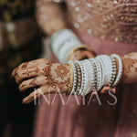 Traditional Indian Wedding Bridal Chura with Stone Kada in White Finish, Indian Wedding Chooda, Bridal Bangle Set, Bridal Choora Bangles